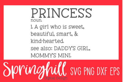 Princess Definition SVG PNG DXF &amp; EPS Design Cut Files