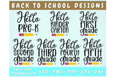 Back To School SVG Bundle - 7 Designs&2C; Back To School Cut Files