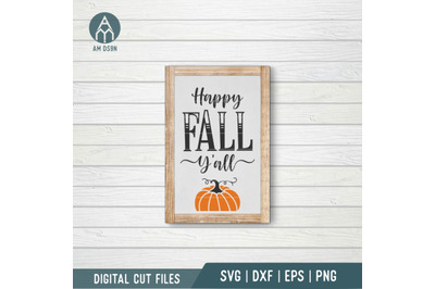 Happy Fall Y&#039;all svg, Autumn svg, Fall svg cut file
