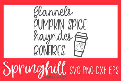 Flannels Pumpkin Spice Hayrides Bonfires SVG PNG DXF &amp; EPS Design File