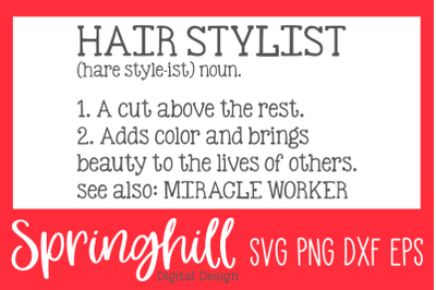 Hair Stylist Definition SVG PNG DXF &amp; EPS Design Cut Files