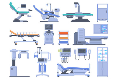 Healthcare hospital clinic medical diagnostic equipment devices set. M