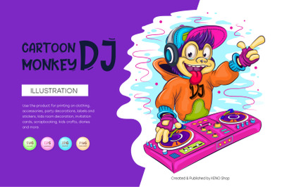 Cartoon monkey DJ.