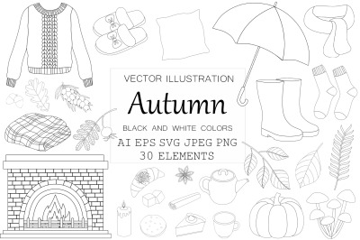 Autumn coloring. Autumn SVG. Autumn clipart. Autumn vector