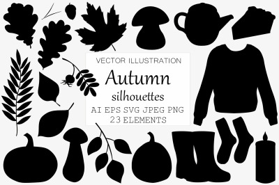 Autumn silhouettes. Autumn SVG. Autumn clipart vector