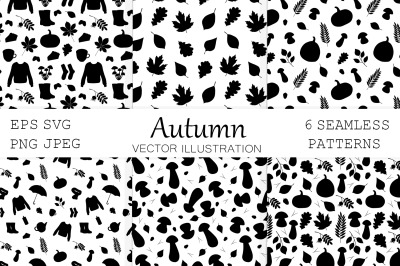 Autumn pattern. Autumn silhouettes pattern. Autumn SVG