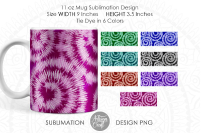 Sublimation mug PNG, tie dye art, 11 oz mug template, mug sublimation