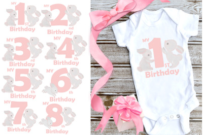 Birthday, Baby, Stickers. Numbers set. PNG/JPG. Baby Party.
