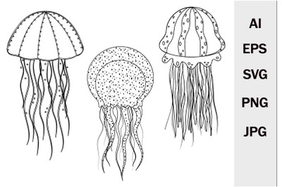 Sea Jellyfish black contour&2C; SVG format