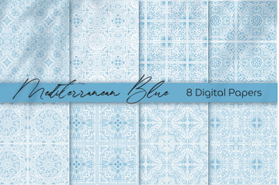 Mediterranean Blue Azulejo Seamless Digital Paper Set