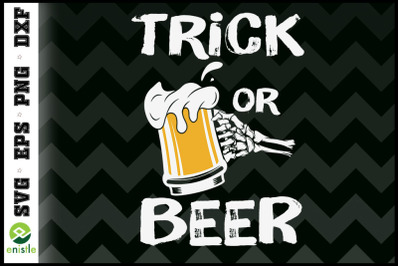 Trick or beer Skeleton Funny Halloween