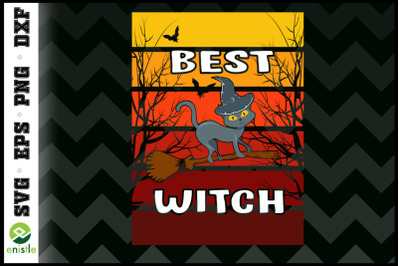 Best witch Funny Cat Halloween Broom