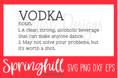 Vodka Definition Alcohol SVG PNG DXF &amp; EPS Design Cut Files