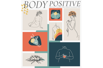 Body Positive. Female line art bodies
