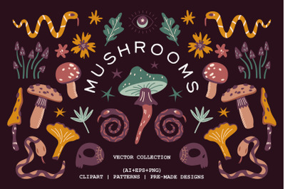 Mushrooms. Vector collection