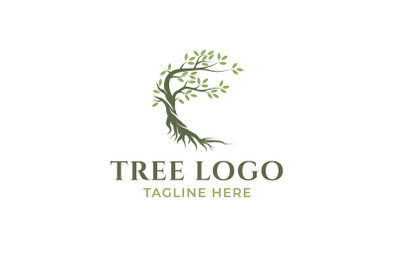 Tree and Roots Logo Design Vector Isolated, abstract Tree Logo Design