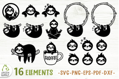 Sloth svg bundle Sloth clipart Sloth silhouette svg files for cricut