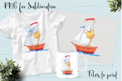 Cute giraffe sublimation. Design for printing.