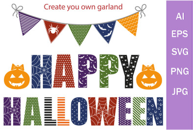 Garland for the Halloween holiday, 23 elements