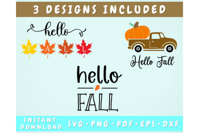 Hello Fall SVG Cut Files - 3 Designs