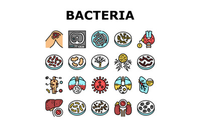 Bacteria Infection Collection Icons Set Vector