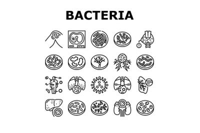 Bacteria Infection Collection Icons Set Vector