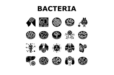 Bacteria Infection Collection Icons Set Vector