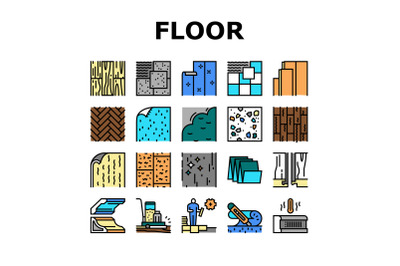 Floor Installation Collection Icons Set Vector