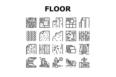 Floor Installation Collection Icons Set Vector