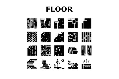 Floor Installation Collection Icons Set Vector