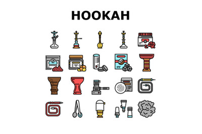 Hookah Tobacco Smoking Collection Icons Set Vector