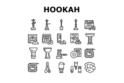 Hookah Tobacco Smoking Collection Icons Set Vector