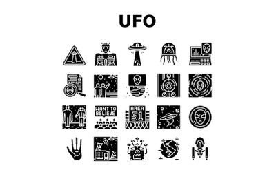 Ufo Guest Visiting Collection Icons Set Vector