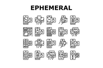 Ephemeral Content Collection Icons Set Vector