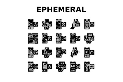 Ephemeral Content Collection Icons Set Vector