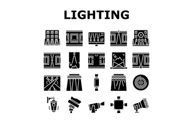 Facade Lighting Tool Collection Icons Set Vector