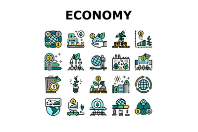 Green Economy Industry Collection Icons Set Vector