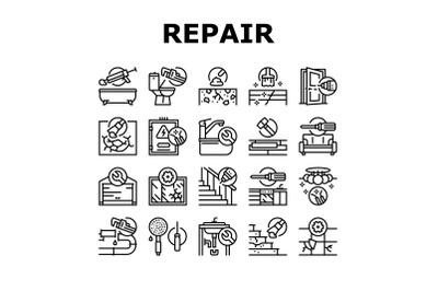 Home Repair Occupation Collection Icons Set Vector