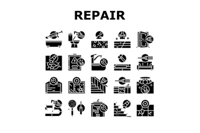 Home Repair Occupation Collection Icons Set Vector