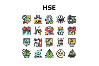 Health Safety Environment Hse Icons Set Vector