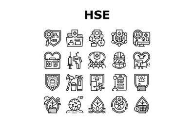 Health Safety Environment Hse Icons Set Vector