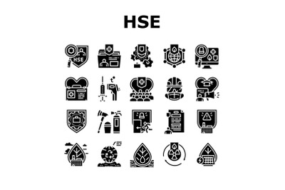 Health Safety Environment Hse Icons Set Vector