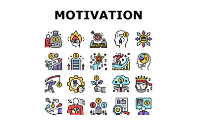 Business Motivation Collection Icons Set Vector