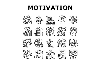 Business Motivation Collection Icons Set Vector