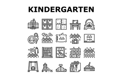 Kindergarten Activity Collection Icons Set Vector