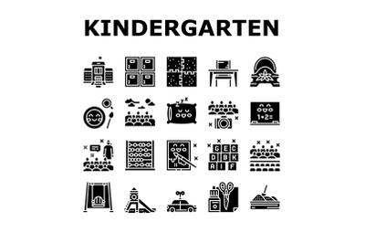 Kindergarten Activity Collection Icons Set Vector