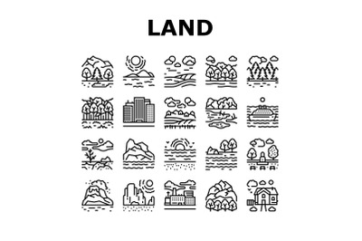 Land Scape Nature Collection Icons Set Vector