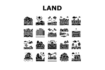 Land Scape Nature Collection Icons Set Vector