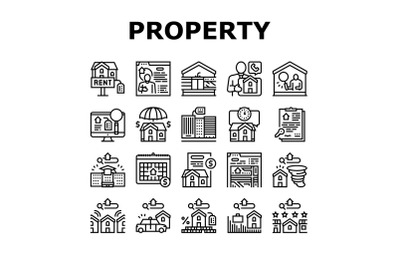 Property Rental Agency Collection Icons Set Vector