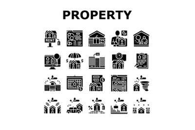 Property Rental Agency Collection Icons Set Vector